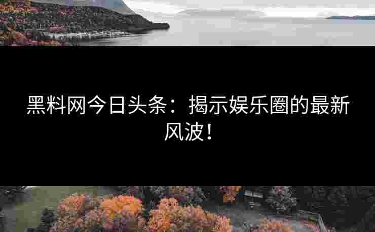 黑料网今日头条：揭示娱乐圈的最新风波！