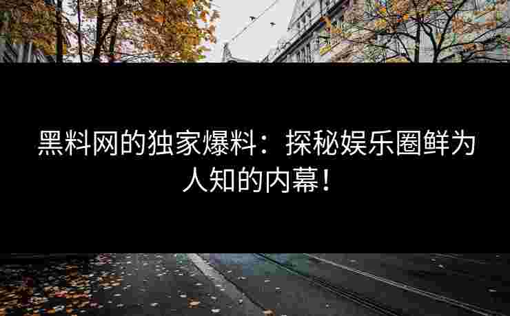 黑料网的独家爆料：探秘娱乐圈鲜为人知的内幕！
