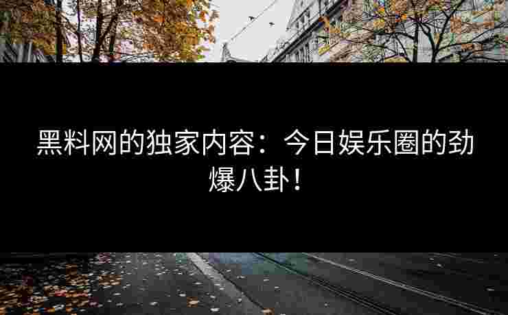 黑料网的独家内容：今日娱乐圈的劲爆八卦！