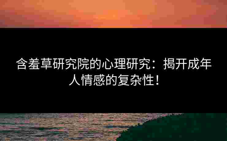 含羞草研究院的心理研究：揭开成年人情感的复杂性！